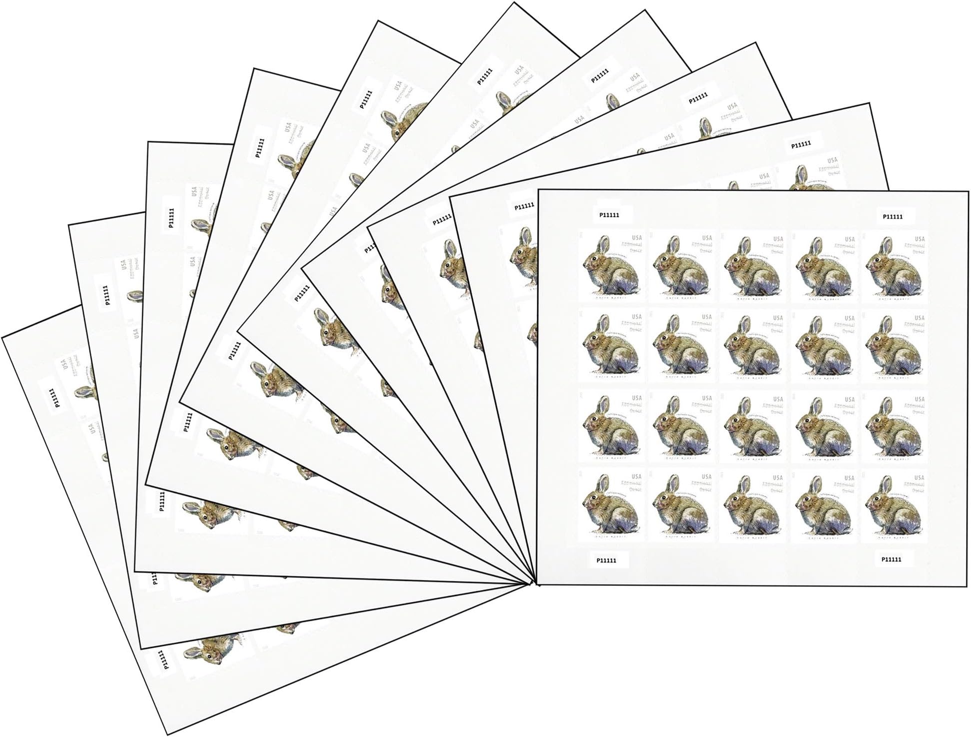 Brush Rabbit Additional Ounce Forever Postage Stamps 10 Sheets of 20 US Postal First Class Wedding Celebration Anniversary Party (200 Stamps) Use Three of These Stamps for one Ounce Letters.