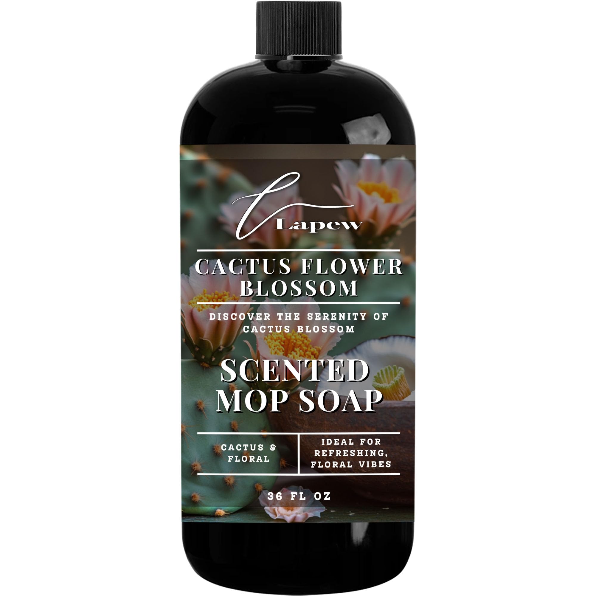 Lapew Cactus Flower Scented Mop Soap - Luxury Floor Cleaner Concentrate for Mopping Tile, Laminate, Vinyl & Hardwood | Streak-Free, Low-Foam | 36 oz
