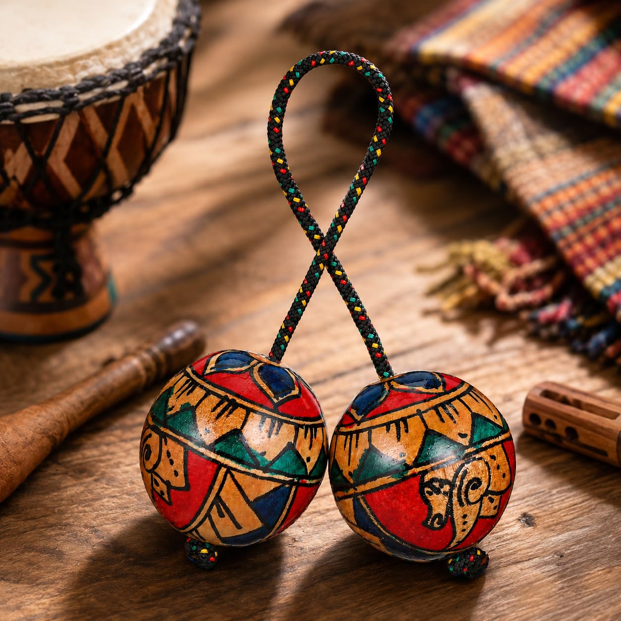 Garneck Asalato Strumento in Legno - Kashaka Ritmico Africano per Adulti e Bambini - Shaker a Mano per Amanti della Musica e Principianti, Ideale per Scuotere e