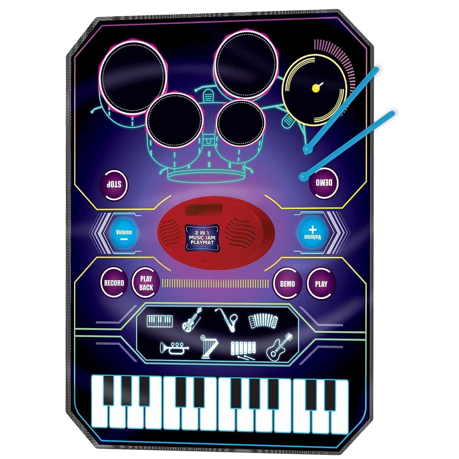 VISIONARY Polyster Portable 2-in-1 Drum & Piano Combo Educational Musical Play Mat with 8 Musical Instruments【Pack of 1】【Multi-Colored】 (B0CCVQ55HT) Amazon Price History, Amazon Price Tracker
