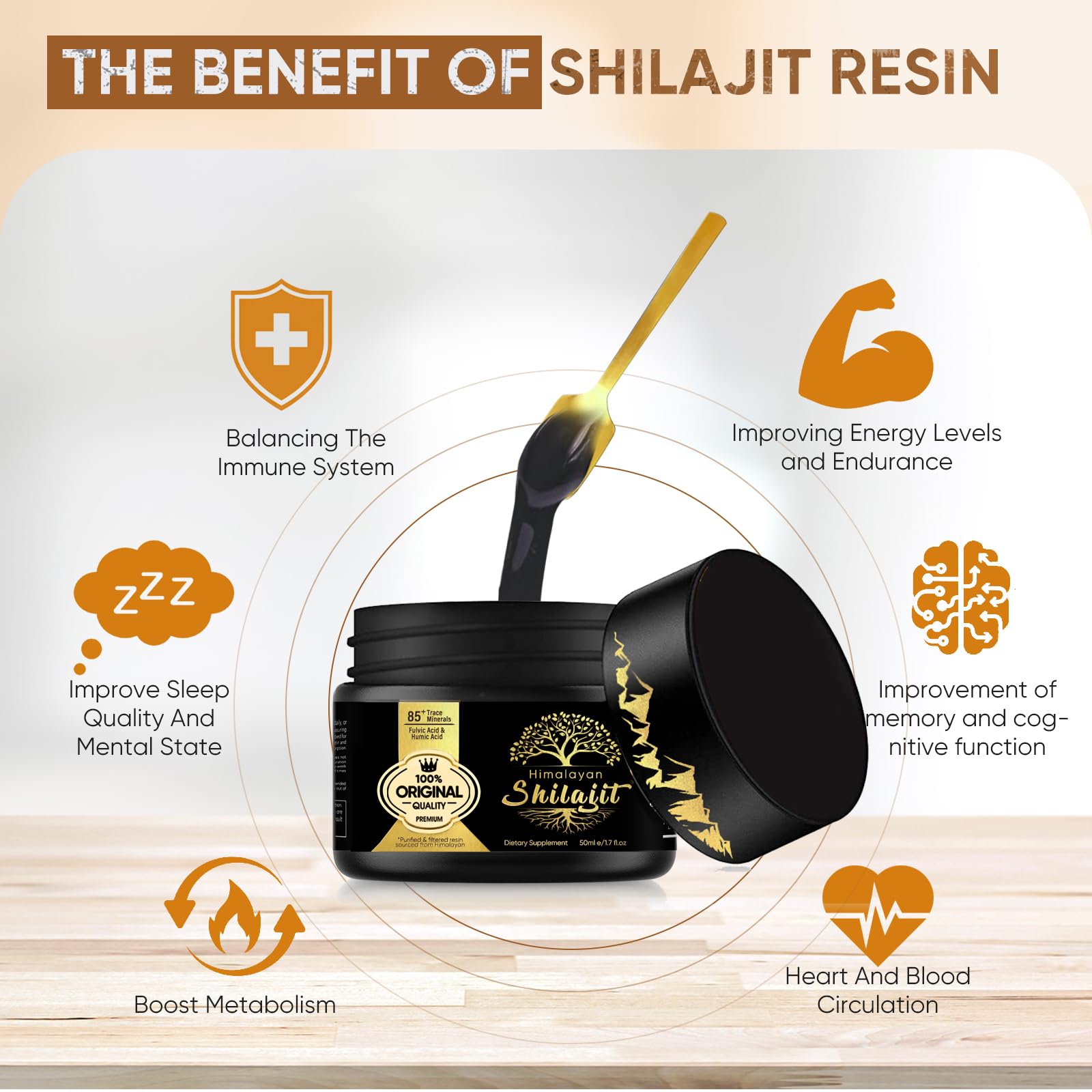 Shilajit Original, resina del Himalaya altamente eficaz, shilajit natural, enriquecido con minerales, potenciador natural de la energía para hombres y mujeres (50 ml)