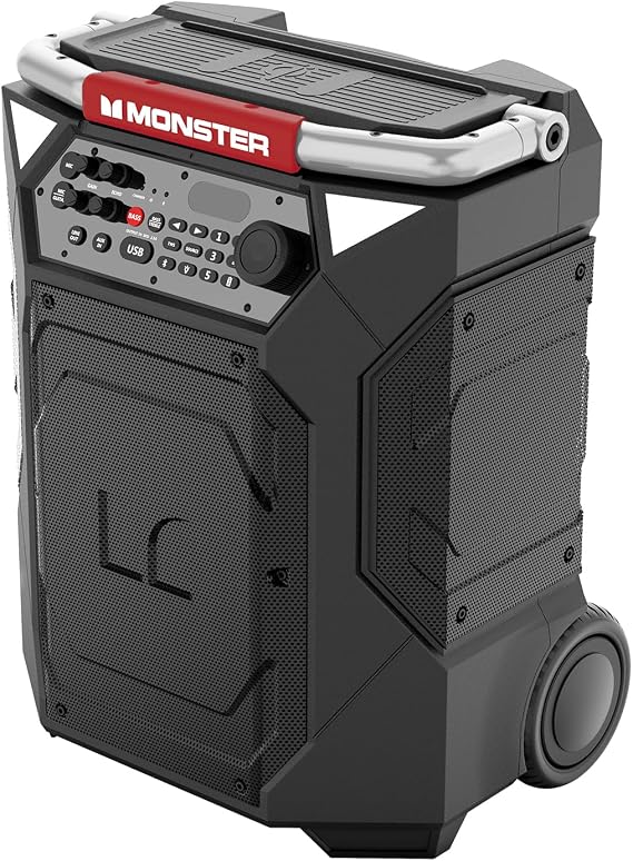 Monster Rockin Roller 360 Indoor/Outdoor Portable Bluetooth Speaker | Up to 240W of 360 Degree Sound & Up to 100 Hours of Playtime | Includes Microphone