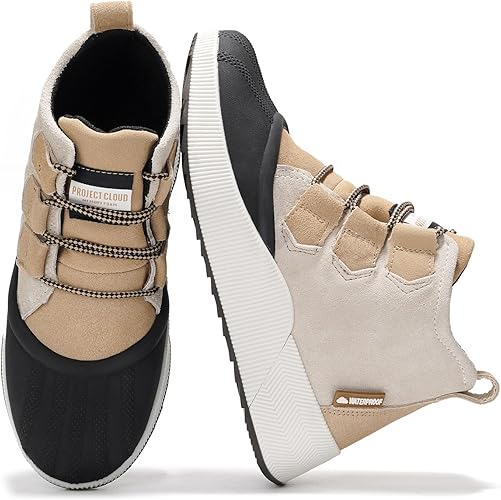 Project Cloud Waterproof Snow Boots for Women - Memory Foam Insole Non-Slip Womens Snow Boots & Winter Shoes with Shoe Lace - Lightweight Indoor Outdoor Shoes