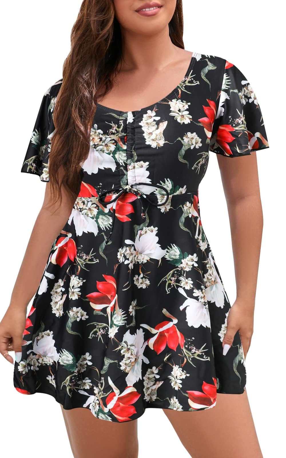 ECUPPER One Piece Swimsuit with Sleeves