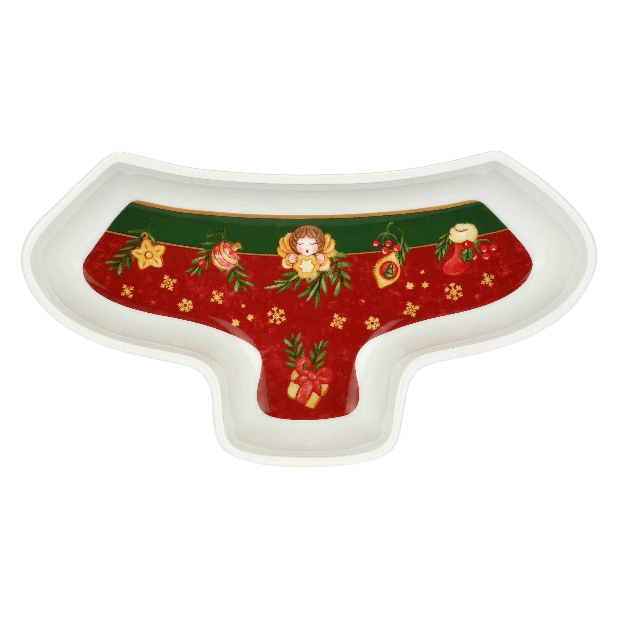 THUN, Antipastiera a Forma di Albero di Natale in Porcellana, Collezione Sorprese, Idea Regalo, 28x39x5
