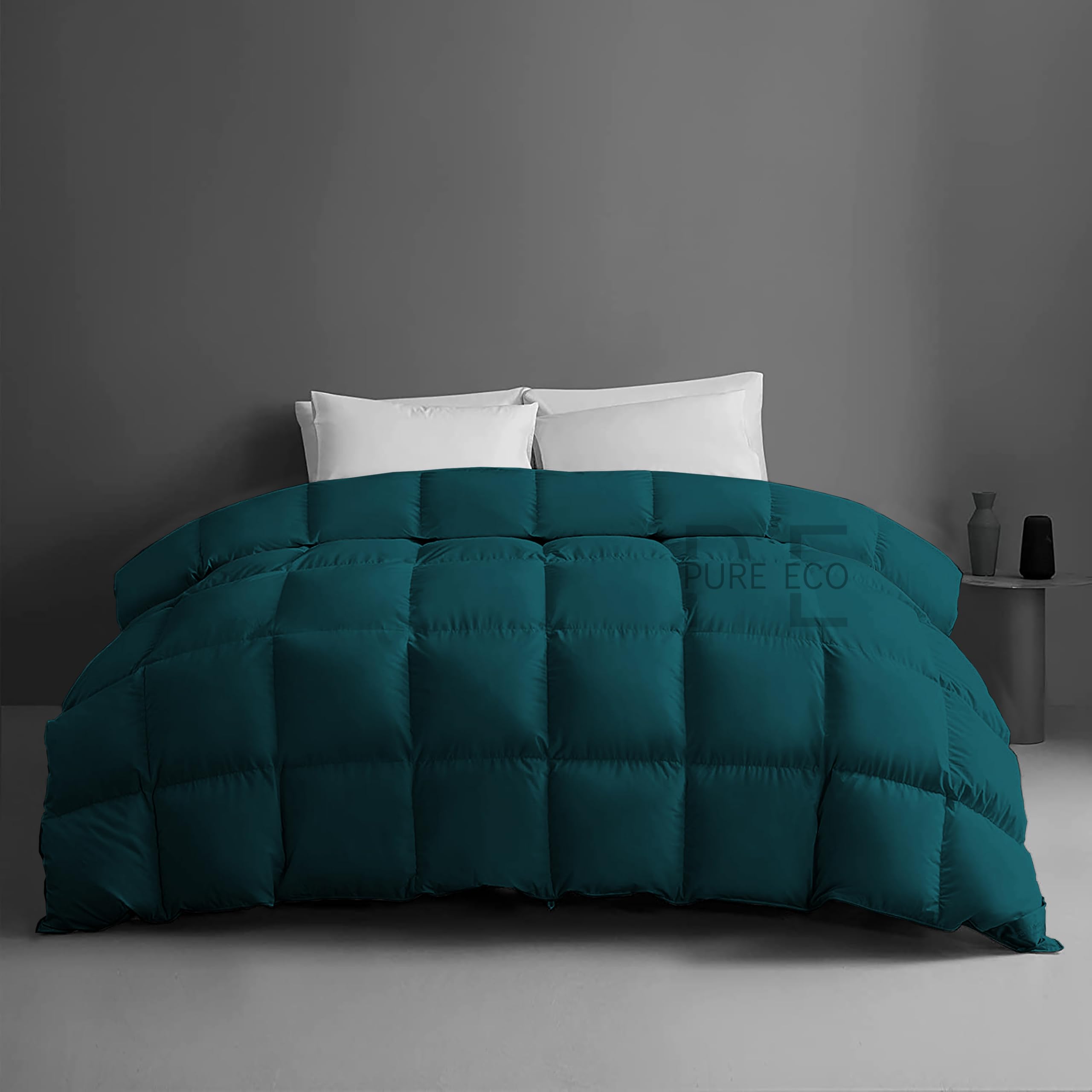 PURE ECO Super Comfort 500 GSM Comforter Double Bed Size (90"X100") - Heavy Winter Quilted Comforter 500 GSM Microfiber Fill - Duvet/Blanket Double Bed - Teal Color-image-49