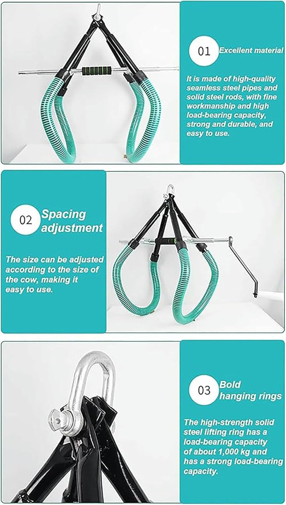 Outil de levage de hanche de vache, dispositif d'aide au levage, pince de levage réglable pour les élevages laitiers, les bovins, aide à la dystocie