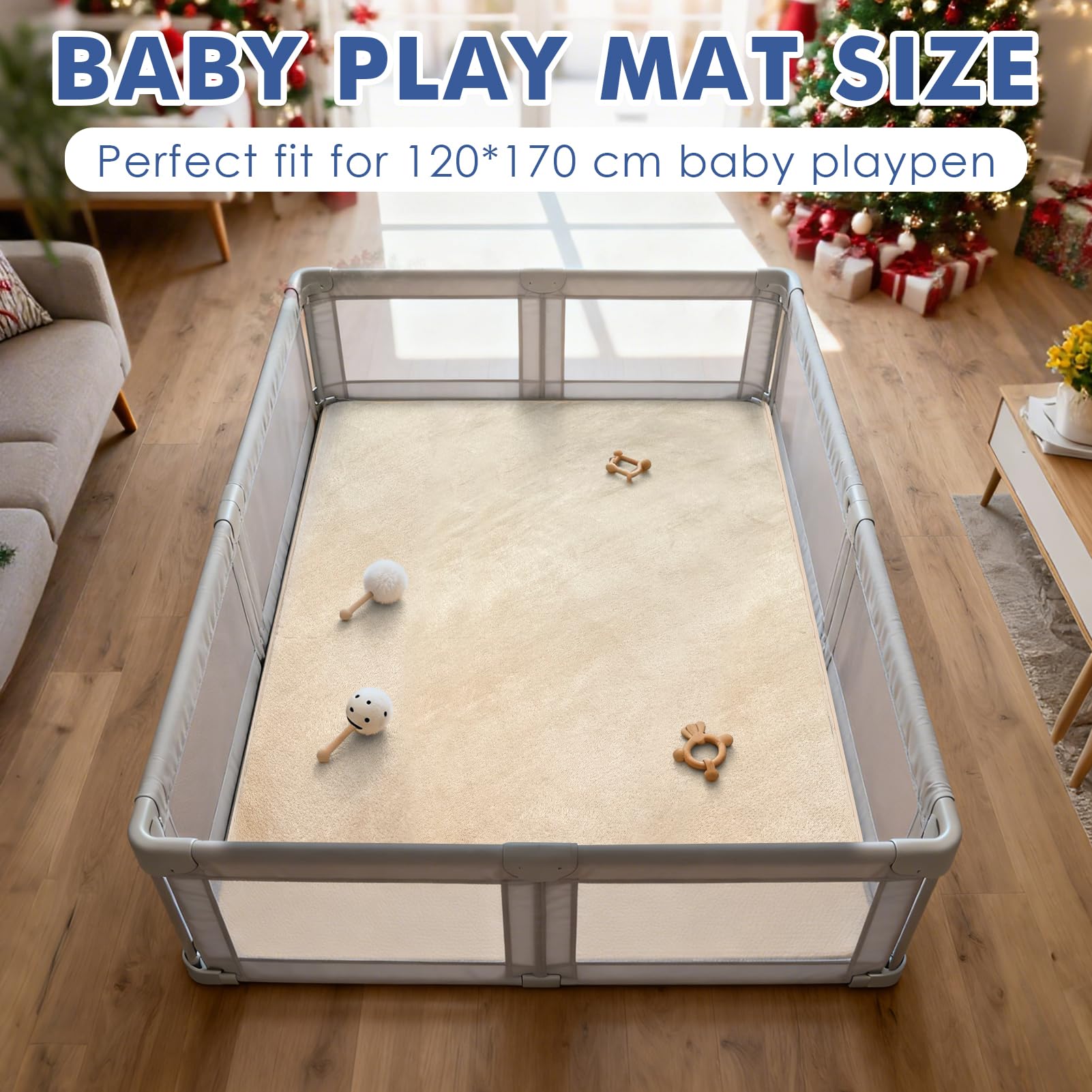 Tappetino da gioco per bambini (beige, 150 x 200 x 3 cm)