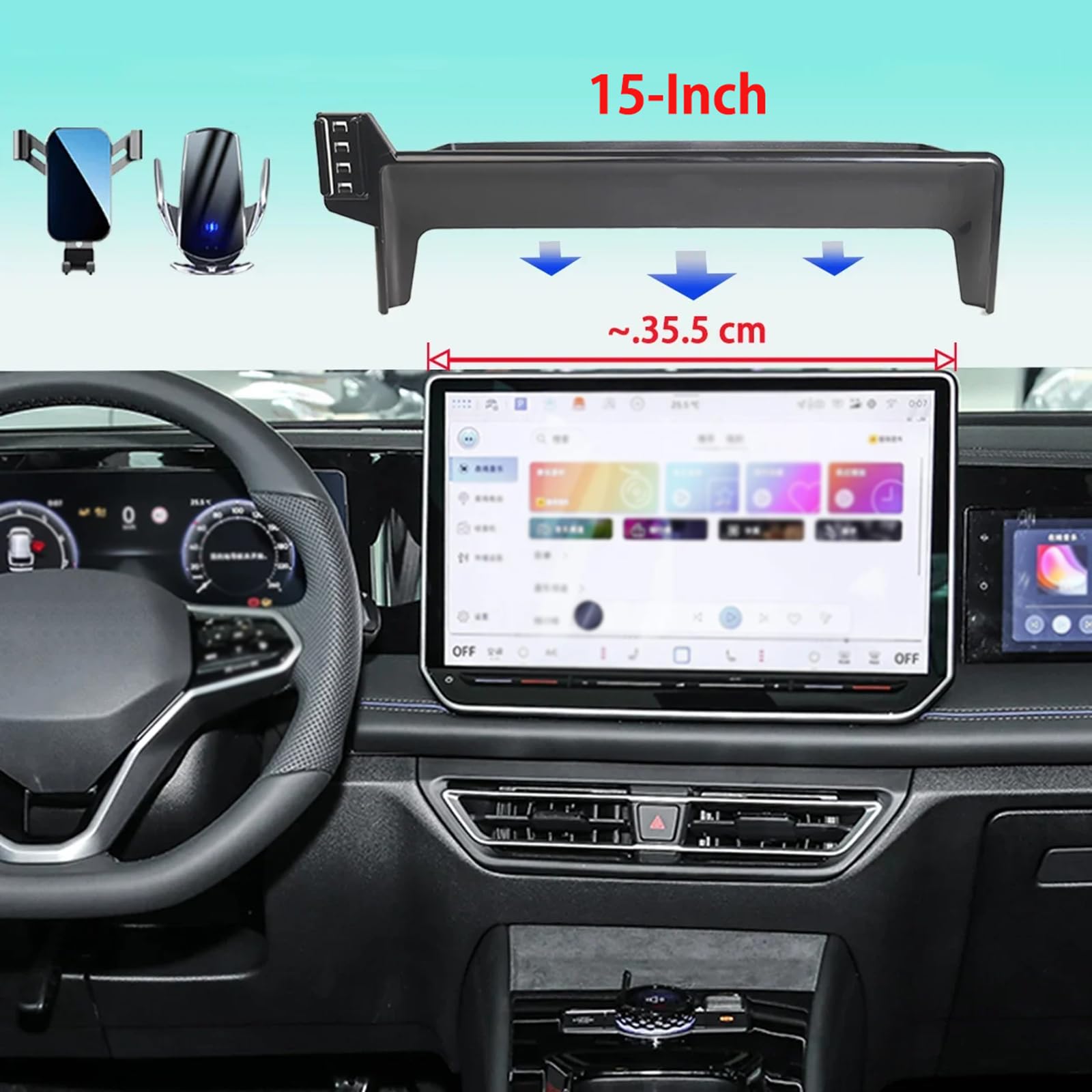 Uchwyt samochodowy dla VW Tiguan 2024-2025, Uchwyt na telefon samochodowy