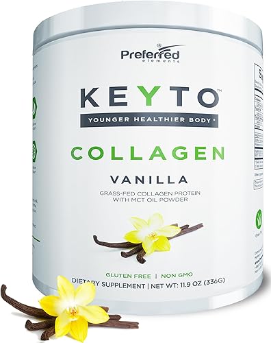 Proteína de colágeno Keto en polvo con aceite MCT, péptidos de colágeno hidrolizados alimentados con pasto y criados en pastos aptos para dieta baja