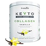 Keto Collagen Protein Powder with MCT Oil - Keto and Paleo Friendly Grass Fed and Pasture Raised Hydrolyzed Collagen Peptides - Fits Low Carb Diet and Keto Snacks - KEYTO Vanilla Flavor