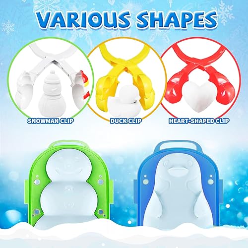 Miniatura 3 de JJRAP 23 piezas de juguetes de nieve para hacer bolas de nieve, kit de juguetes de nieve de invierno con mango para formas de bolas de nieve, lucha