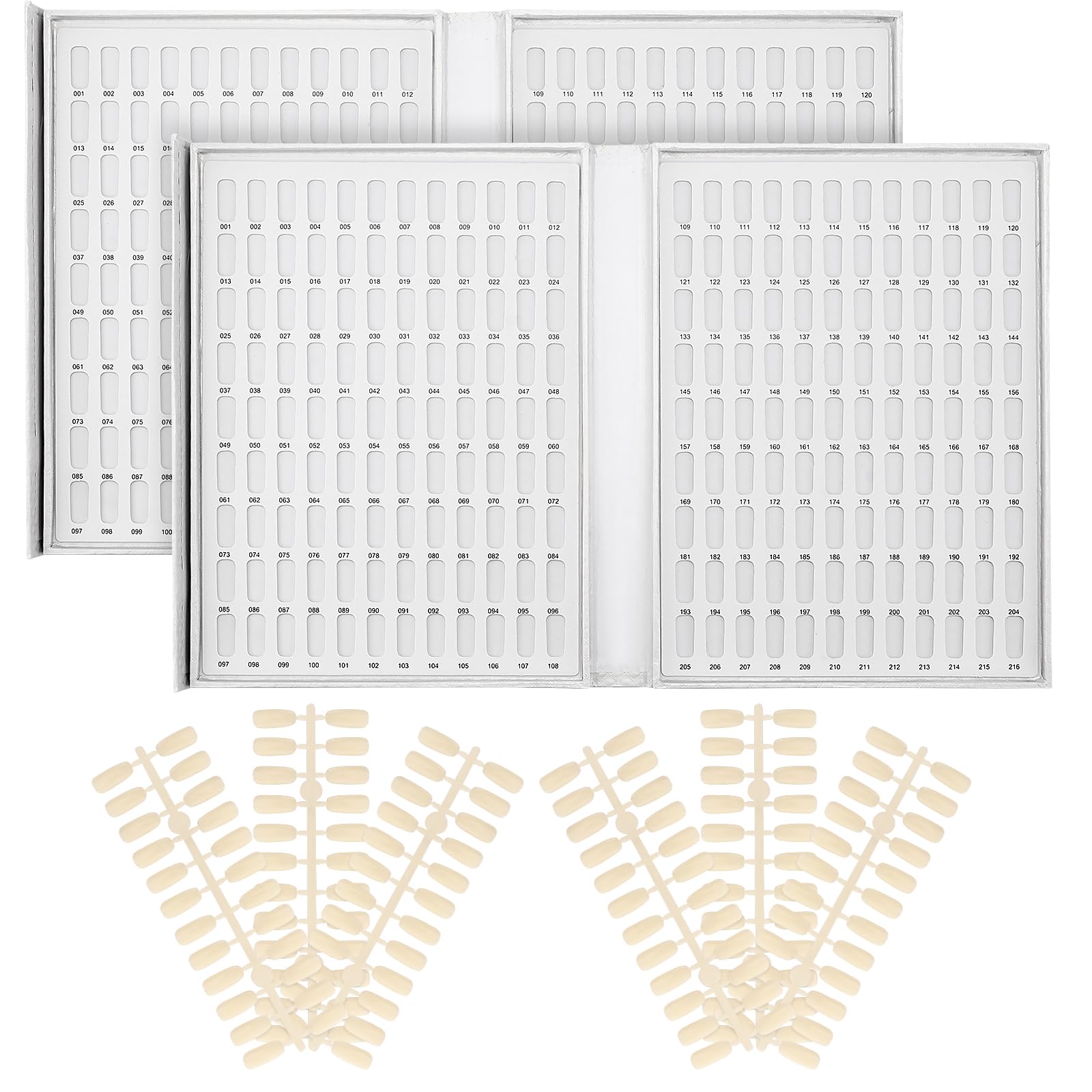 Lot de 2 livres de Présentoir Nuancier pour vernis à Ongles, 216 couleurs, Avec 480 cartes de couleurs plates, échantillons de couleurs pour nail art, Présentation de nail art, Blanc