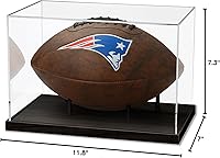 Vista 8 de JupDec Vitrina de fútbol americano de tamaño completo, caja transparente de acrílico con soporte de madera, soporte para recuerdos con protección