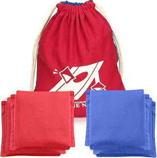 EXERCISE N PLAY Cornhole Bags Set-Premium All Weather Resistant Duckcloth Corn Hole Bags Set of 8 for Cornhole Bean Bag Toss Games Cornhole Outdoor Games -Regulation Size & Weight-Includes Tote Bags