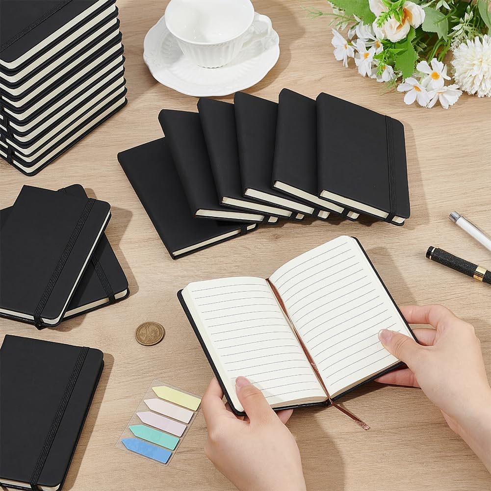 20 Pack Pocket Small Notebooks Bulk, A6 Pocket Journals Hardcover College Ruled Lined Journals Portable Notepad with Adhesive Notes for Work Office Supplies, 3.7x5.6 Inch, Black - Image 3