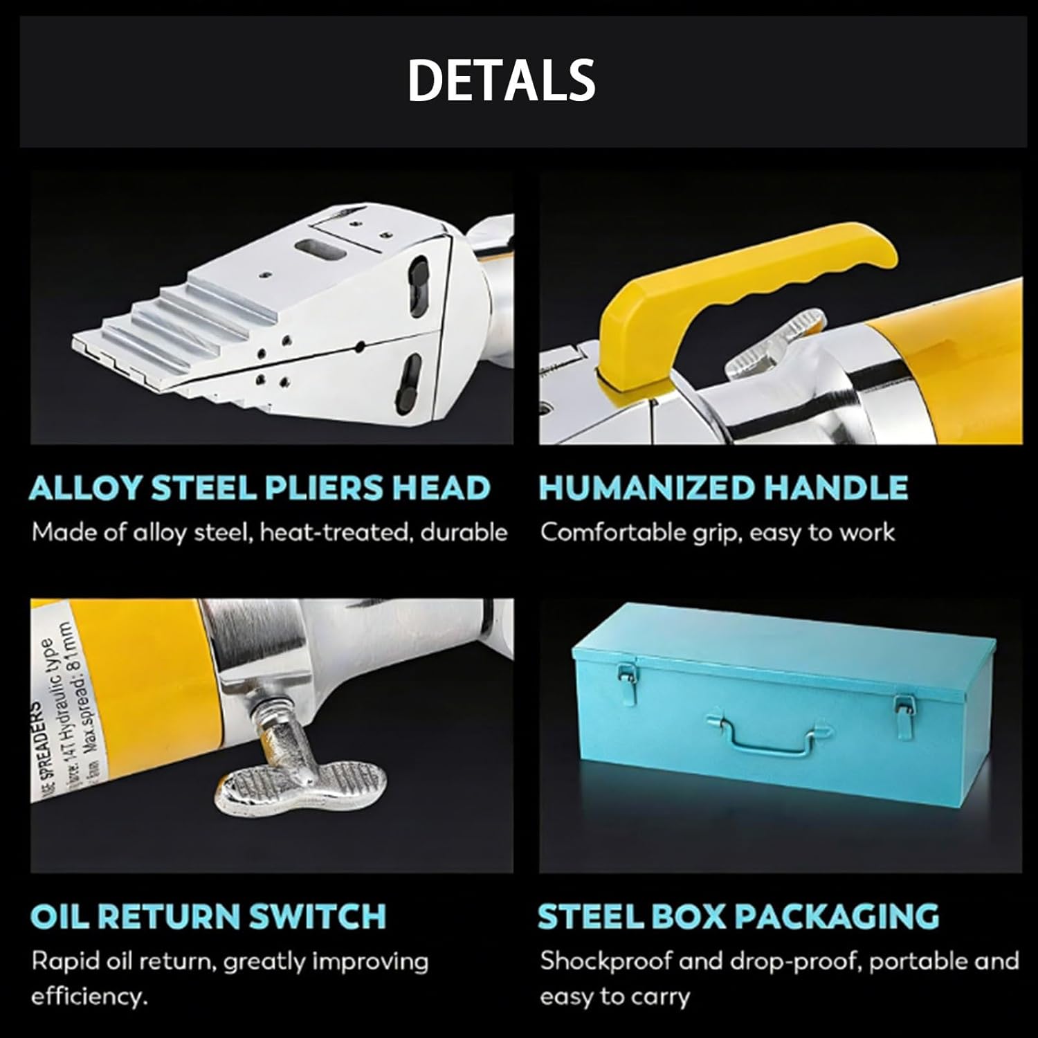 Hydraulic Flange Spreader Splitter, Portable Hydraulic Flange Separator Manual Expansion Separation Tools for Emergency in Case of Road Accidents, Manual Tension Pliers in Steel Alloy