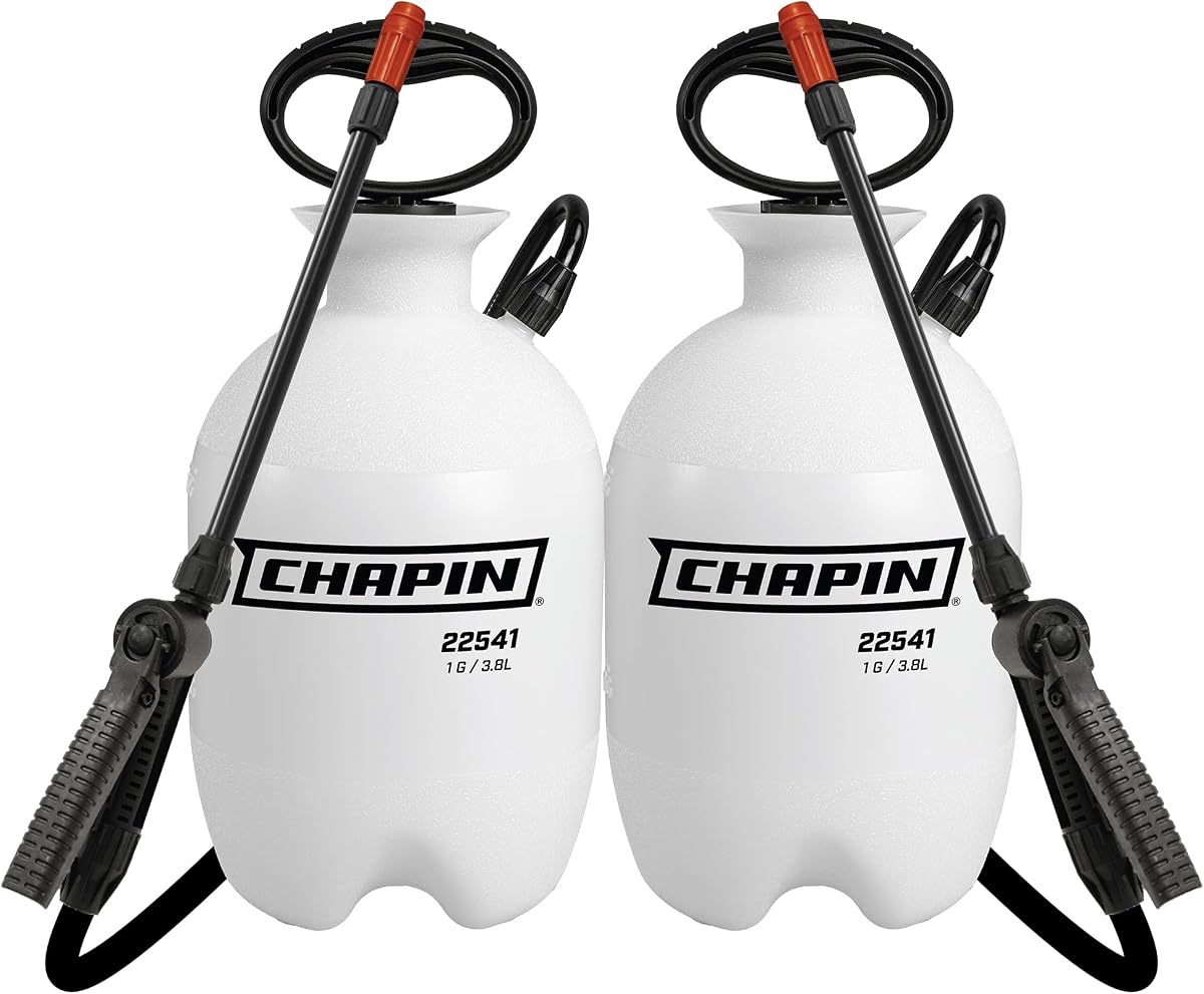 CHAPIN 1-Gallon Pump Sprayer, Foaming Nozzle for Visible Coverage, 2 Pack | Foaming nozzle improves coverage for weeds, pests and fertilizers; 12-in wand, palm-grip shut-off and reinforced hose