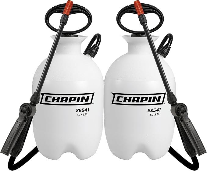 Chapin 22541 Pump Sprayer, 1‑Gallon, Foaming, Lawn & Garden, Translucent Poly Tank, Adjustable Nozzles, Anti‑Clog Filter, 12" Wand, 34" Reinforced Hose For Weed, Pest, Fertilizer Applications, 2 Pack