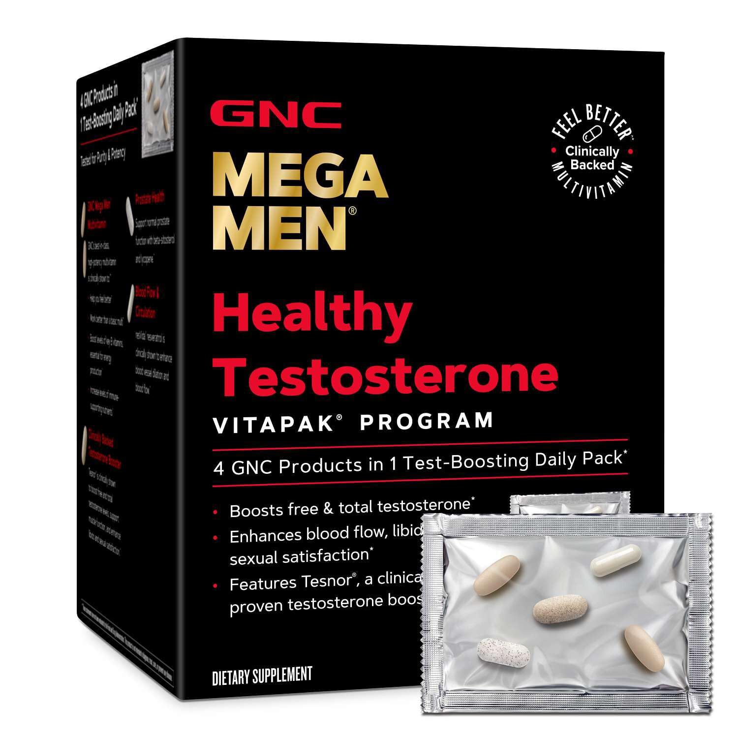 GNC Mega Men Healthy Testosterone Vitapak Program V2, 30 Ct, 30 Servings