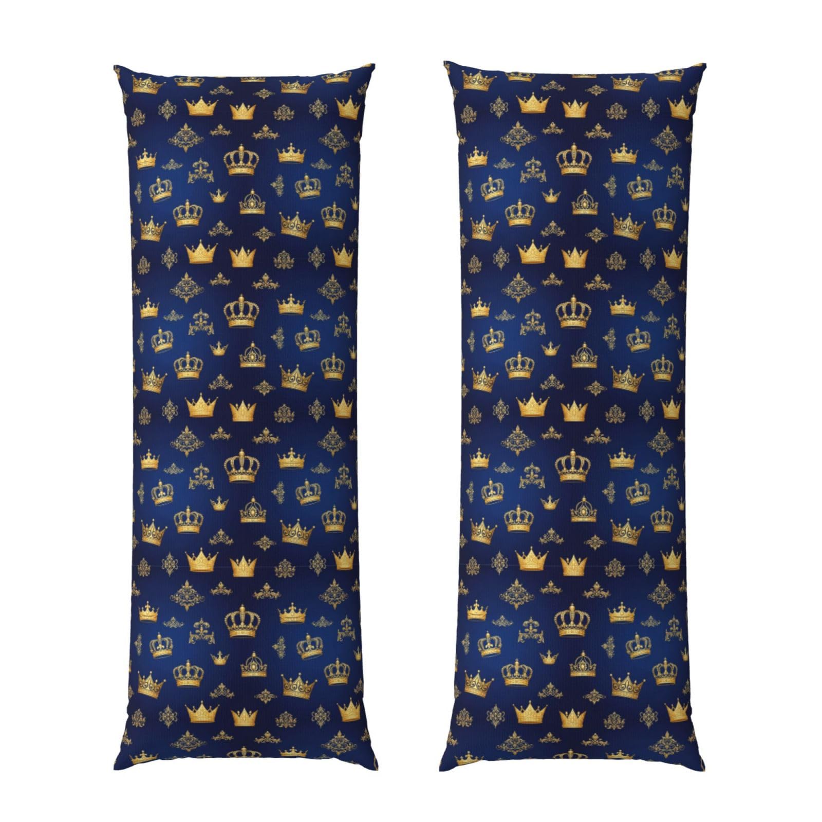 Body Pillow Cover 20x54, Purple Blue Gold Royal Crown, Decorative Zippered Pillowcase, Soft Cozy Flannel Fabric, Cushion Case for Couch Sofa Bedroom Home Decor