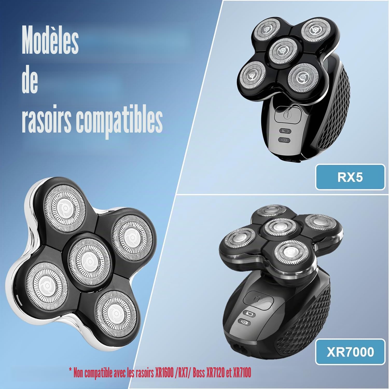 Lot de 2 têtes de rechange pour rasoir électrique Remington Balder RX5/XR7000/XR1500 Ultimate