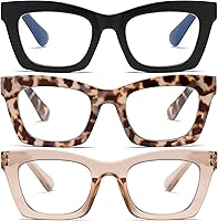 FSRTEP Oprah Readers for Women: Stylish Oversized Square Reading Glasses with Blue Light Blocking & Spring Hinges
