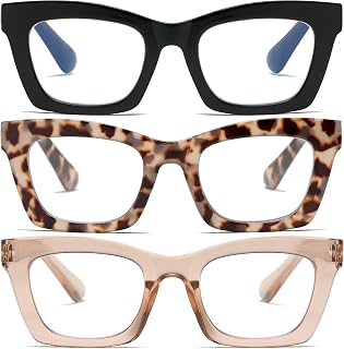 FSRTEP Oprah Readers for Women: Stylish Oversized Square Reading Glasses with Blue Light Blocking & Spring Hinges