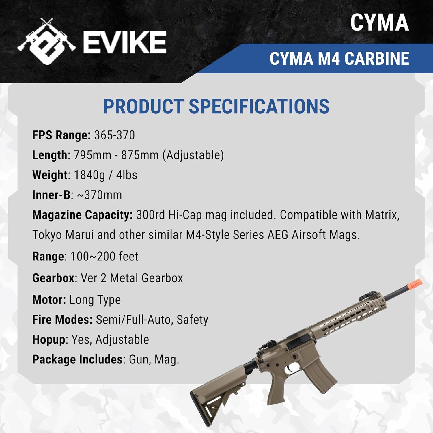 Evike x CYMA Sport Airsoft M4 w/ 10" KeyMod Rail