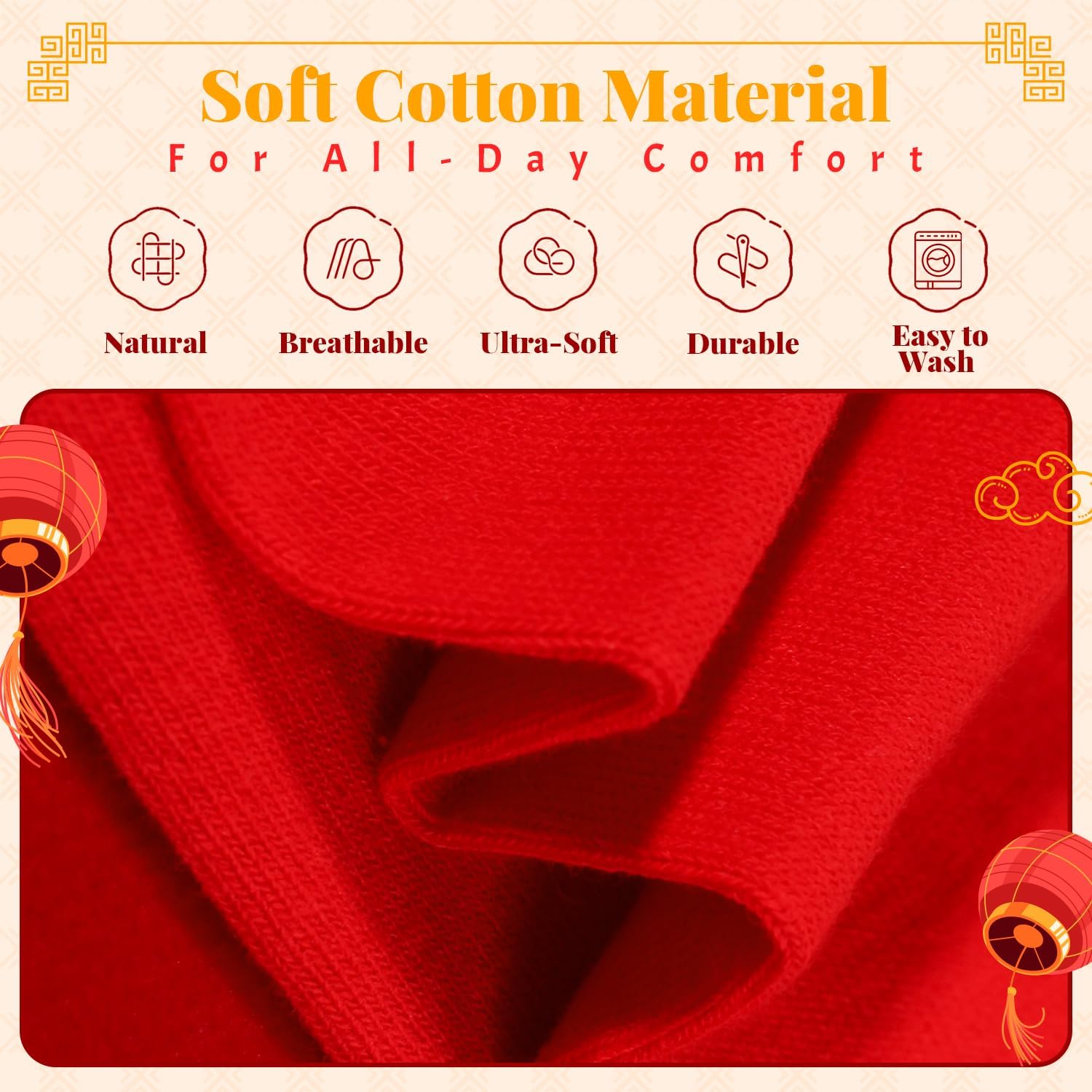 Chinese Red Socks Women Men, 4 Pairs Chinese New Year Socks, 2026 Year of Horse Spring Festival Clothing Accessories - Image 5