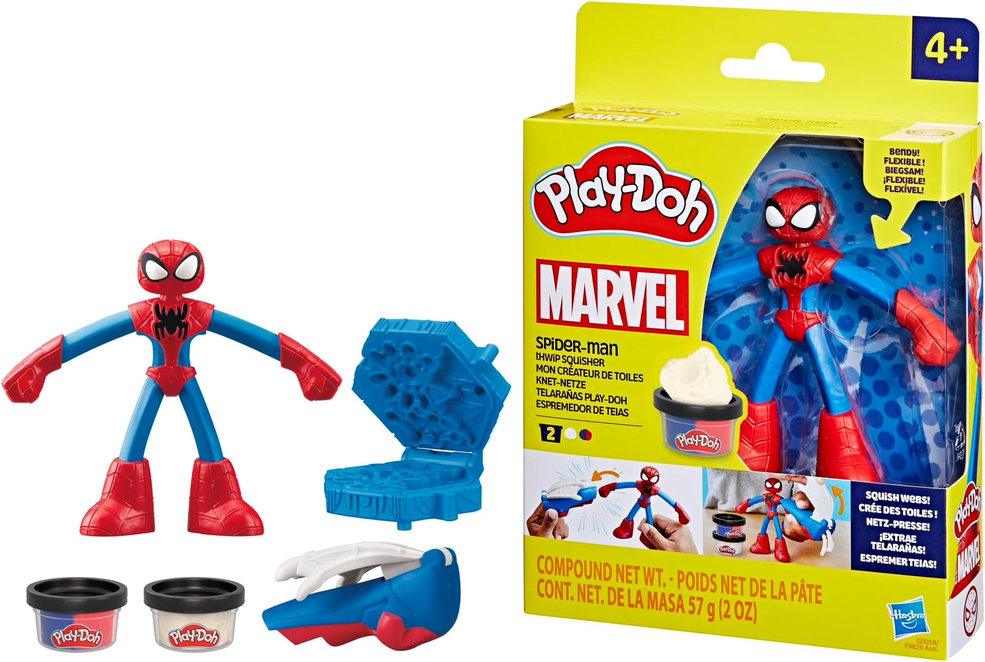 Marvel Spider-Man Thwip Squisher Set with Bendy Action Figure, Imagination Toys for 4 Year Old Boys and Girls and Up