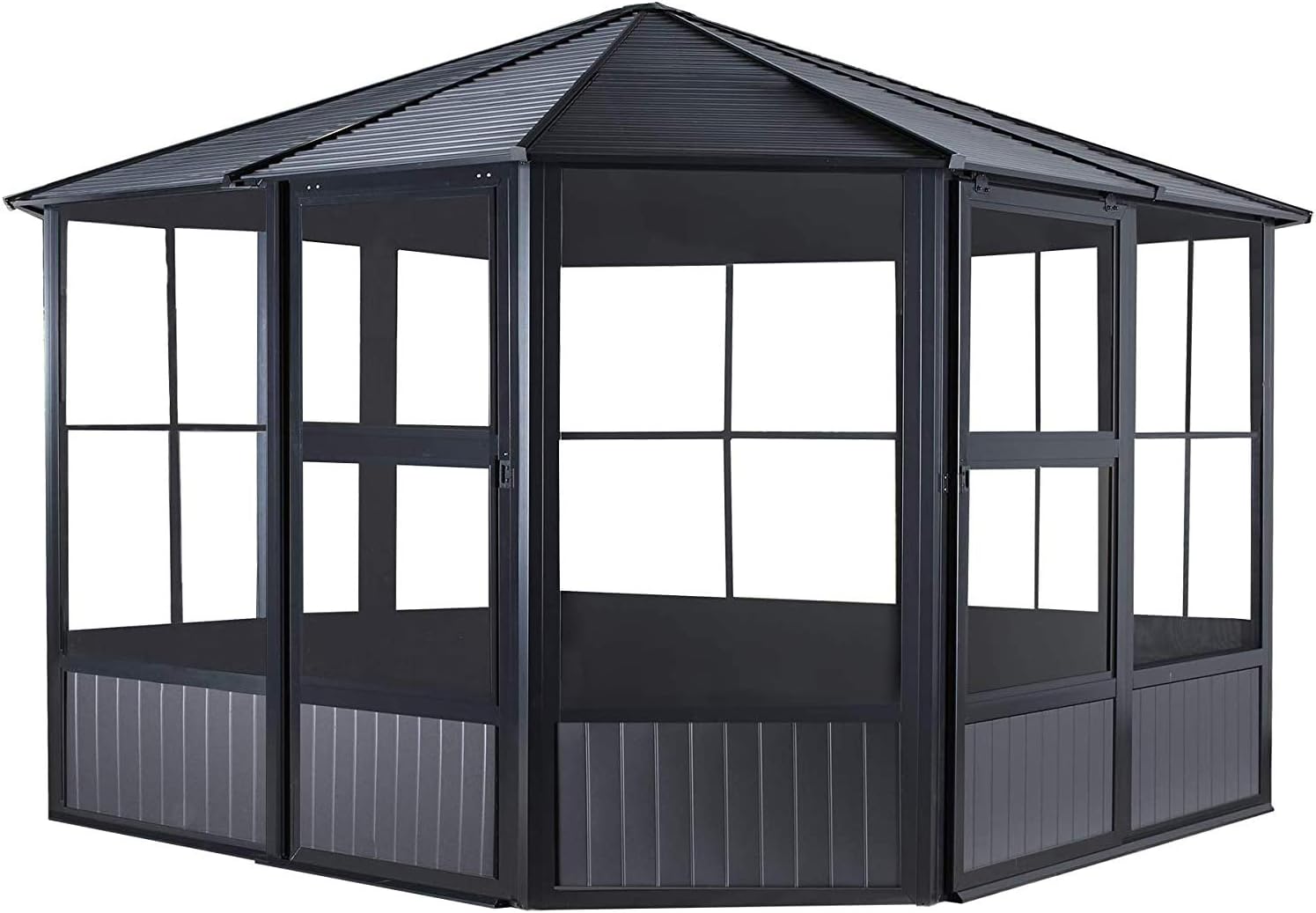Amazon Co Jp サンルーム 屋外サンルーム 庭にはx 12 ダークグレー蚊帳 12 とキャノピーウィンズ Diy 工具 ガーデン