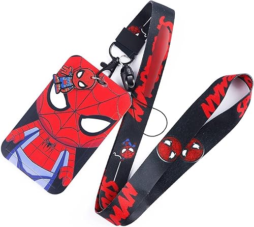 Soporte para tarjetas de identificación de araña de superhéroe con cordón, cordones de película de anime para insignias, insignias para llaves de