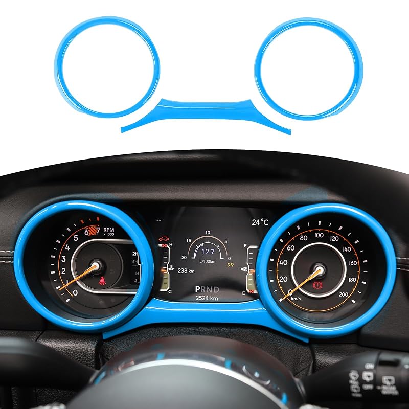 Capa de acabamento para aro dos instrumentos do painel Jeep Wrangler JL JLU e Gladiator JT Azul-claro RT-TCZ Kit com 3 peças