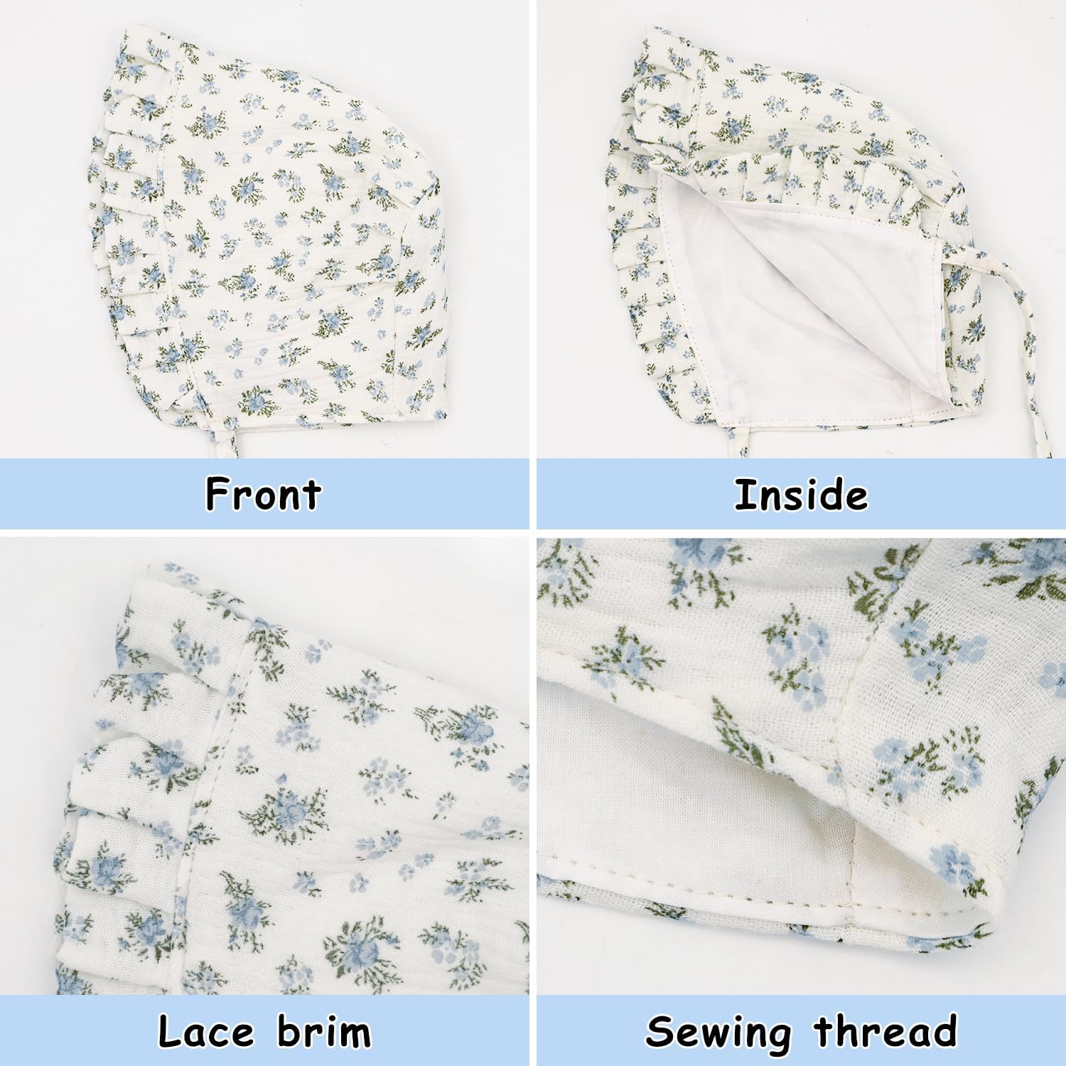 Baby Girls Bonnet Ultra Soft Double Layer Bonnet Cap Adjustable Hats 3-24 Months - Image 4