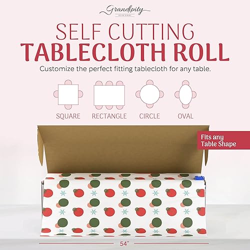 Miniatura 2 de Grandipity Rollo de mantel de plástico, manteles de plástico para fiestas, desechables con caja de corte, 54 x 100 pies, mantel desechable cortado a