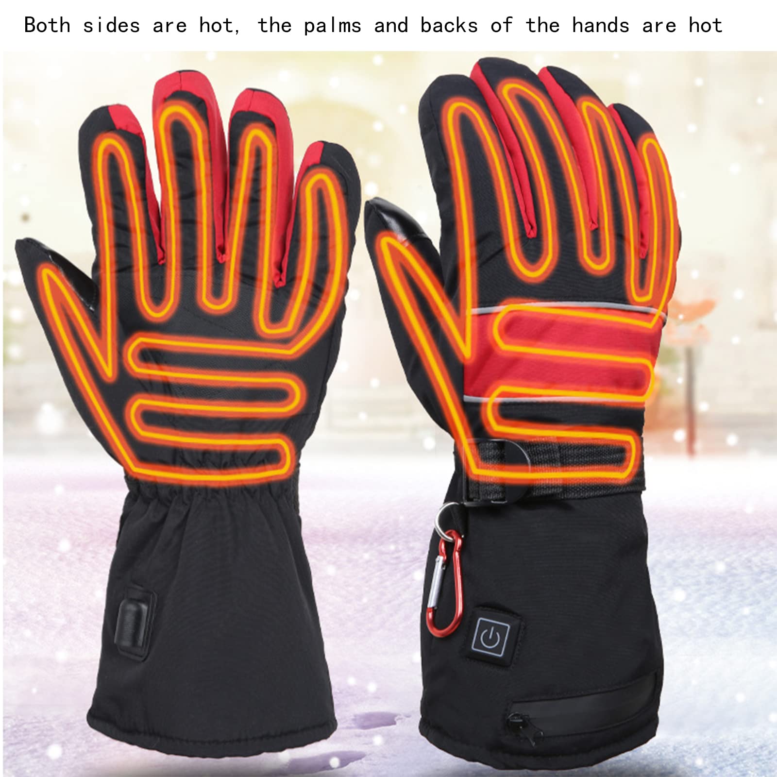 CHEWYNP Guantes térmicos para Hombres y Mujeres, Guantes térmicos para Motocicleta Pantalla táctil Impermeable Guantes térmicos de Invierno Calefacción de Doble Cara 3 Niveles de calefacci