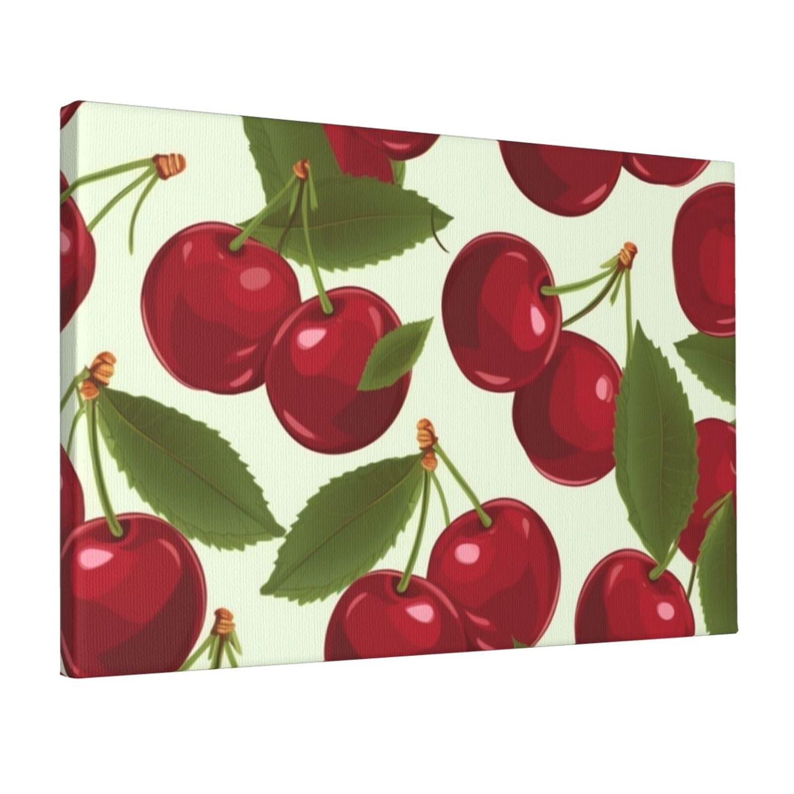 KLOPH Cherry fruit Canvas Wall Art for Living Room 12"x18" Modern Artwork Painting for Bathroom Hanging Canvas Prints Aesthetic Wallart for Bedroom Kitchen Office Wall Decor