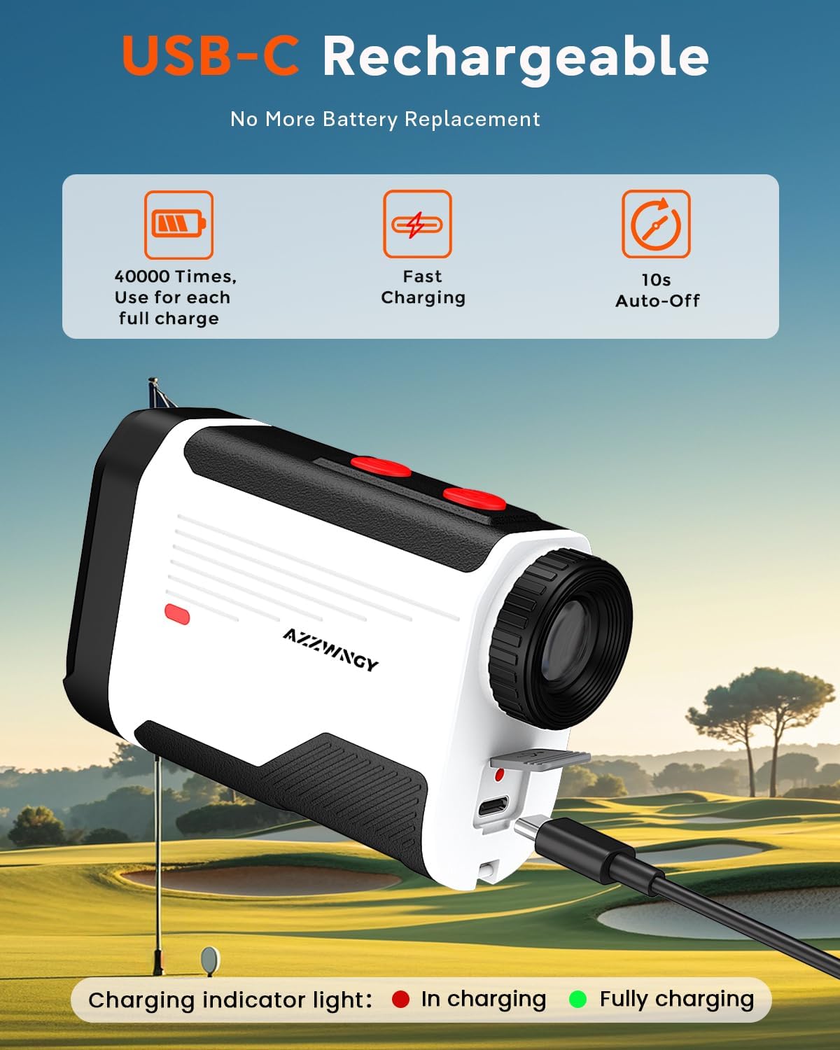Golf Rangefinder with Slope - 1300/1500 Yards Laser Range Finder for Golf & Hunting, 7X Magnification, High-Precision Flag Locking Vibration, Rechargeable, IP54 Waterproof, Built-in Magnetic Strip