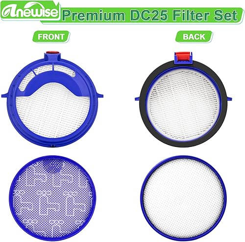 Miniatura 3 de Paquete combinado de 2 filtros para filtro de bola de vacío Dyson DC25, incluye 2 filtros premotor lavables 919171-02 y 2 filtros HEPA de motor de