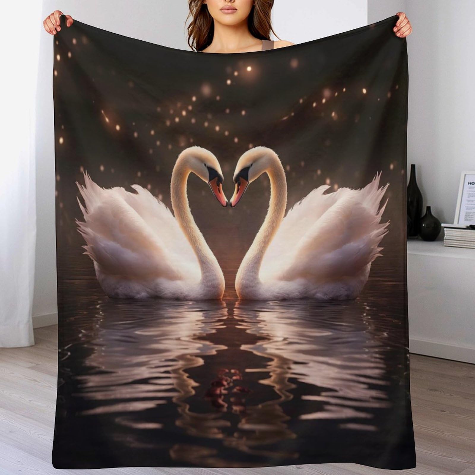 Couverture Cygne douce et chaude, le couvre-lit en flanelle isolante pour l'hiver
