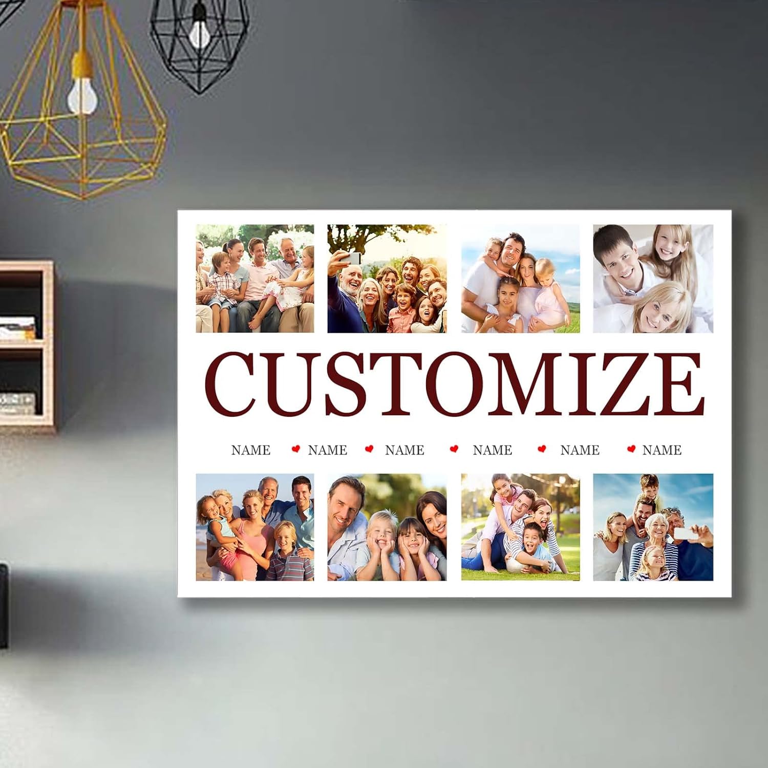 QUASMO A collage of 8 photographs,Personalized Family Name Print,Custom Family Keepsake,Unique,Family Photo Collage,Personalized Picture Ideas,Multi Photo Collage Personalized Family Pictures