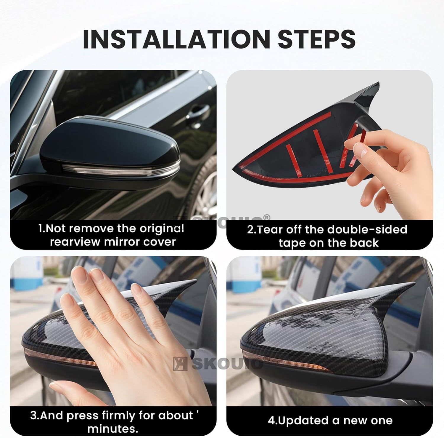 Compatible with KIA K5 Side Mirror Cover Caps 2021-2025, LH & RH Ox Horn Door Side Mirror Cover Trims Exterior Decoration Accessories (Glossy Black) With Turn Signal