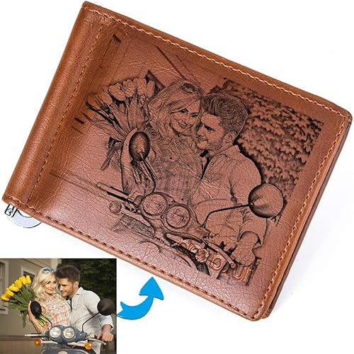 Miniatura 2 de Billetera para hombres 2 carteras plegables personalizables cartera de fotos texto personalizable Marrón claro para hacer bocetos 35by45in