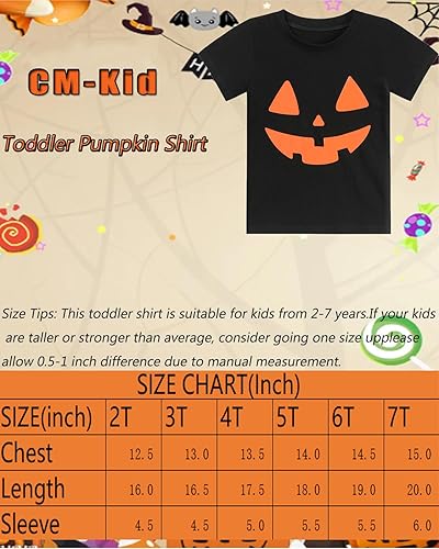 Miniatura 7 de CM-Kid Camisa de Halloween para niños pequeños y niñas, diseño de calabaza, esqueleto, dinosaurio, camiseta de manga corta para niños, camisetas de