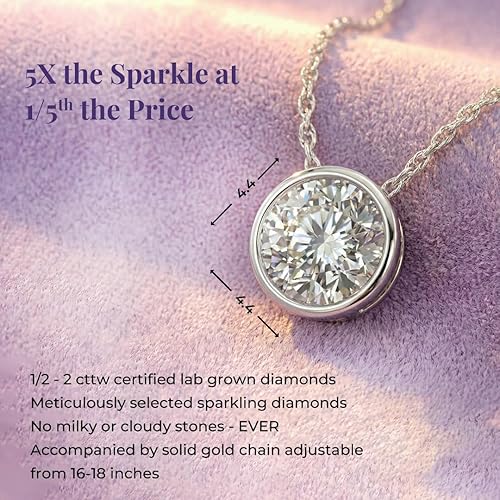 Miniatura 3 de Collares de diamantes de bisel cultivados en laboratorio para mujer Collar de diamantes de oro sólido de 14 quilates certificado de 14-1 quilate