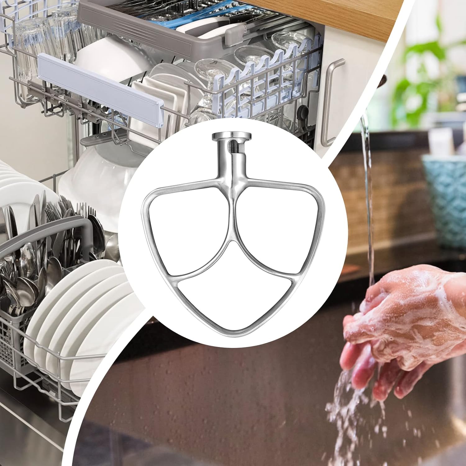 Gdrtwwh Wire Whip Dough Hook Flat Blade for KitchenAid 4.5-5 Qt. Tilt-Head Stand Mixers Accessory, Dishwasher Safe