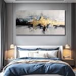 Orvannaatr Framed Abstract Wall Art Yellow abstract pattern50x100CM Grey blue and yellow tones art Wall Pictures modern Canvas Adaptation Bedroom Kitchen Office Decor