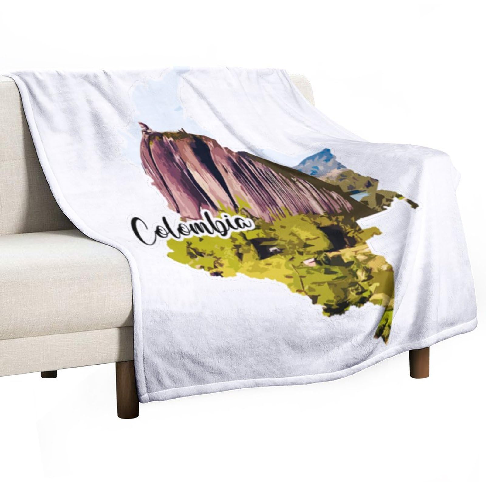 Manta de cama de forro polar Colombia de 70 x 80 pulgadas, de felpa, acogedora, con impresión artística de nación, regalo de hito, manta suave para niños, adolescentes, hijos, maridos, hombres, novios