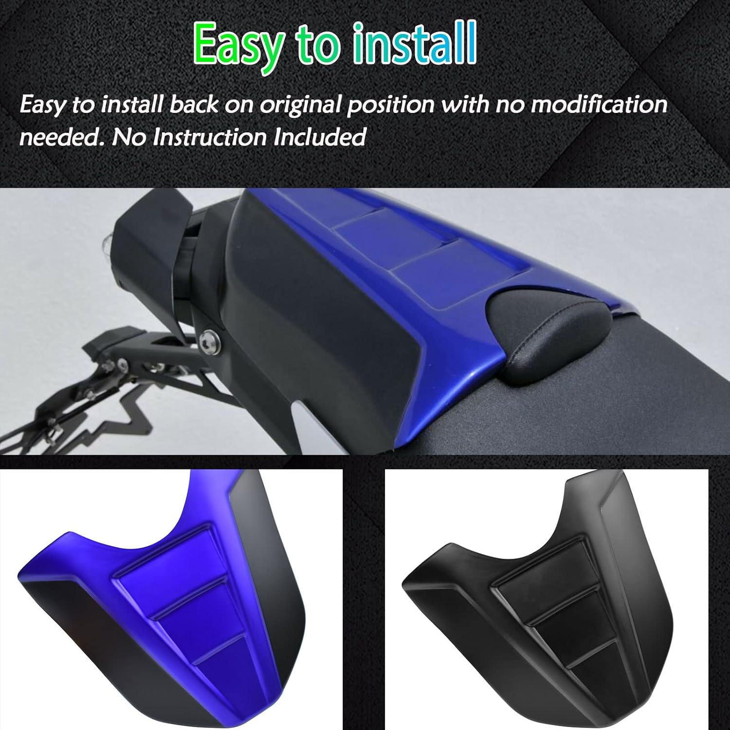 Mototcycle Seat Cowl Solo Rear Seat Cover Cowl Fairing compatible with Ya-ma-ha FZ-10 MT-10 FZ10 MT10 FZ 10 MT 10 2016 2017 2018 2019 2020 Accessories (Black)